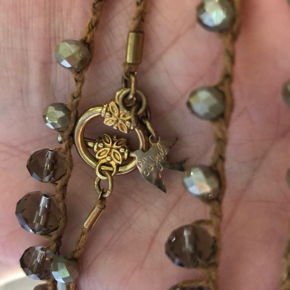 An Old Soul Necklace - Woven Smokey Gray Crystals - Picture 6 of 7